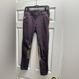 Tailored Sportsman Boysenberry with tan patches side zip Riding Pants size 28L